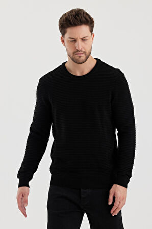 ALEXANDERGARDI BİSİKLET YAKA ÇİZGİ DOKULU REGULAR FİT KAZAK (E24-EZE-10)