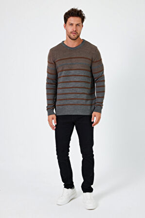 ALEXANDERGARDI BİSİKLET YAKA ÇİZGİLİ REGULAR FİT KAZAK (E24-EZE-20)