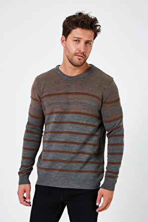 ALEXANDERGARDI BİSİKLET YAKA ÇİZGİLİ REGULAR FİT KAZAK (E24-EZE-20)