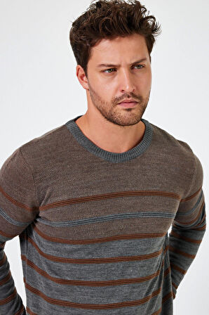 ALEXANDERGARDI BİSİKLET YAKA ÇİZGİLİ REGULAR FİT KAZAK (E24-EZE-20)