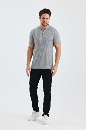 ALEXANDERGARDI DİK ÇİZGİLİ POLO YAKA SLİM FİT TRİKO T-SHIRT (E24-EZE-25)