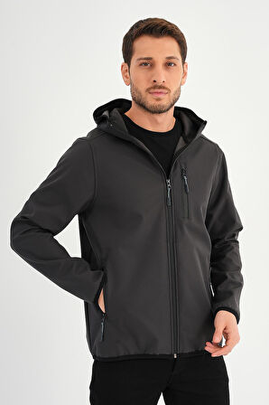 ALEXANDERGARDI FERMUARLI İÇİ POLARLI SU İTİCİ SOFTSHELL KUMAŞ KAPÜŞONLU MONT (E24-MNT-01)