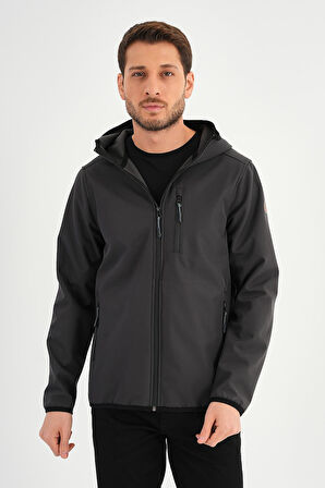 ALEXANDERGARDI FERMUARLI İÇİ POLARLI SU İTİCİ SOFTSHELL KUMAŞ KAPÜŞONLU MONT (E24-MNT-01)