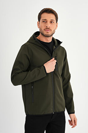 ALEXANDERGARDI FERMUARLI İÇİ POLARLI SU İTİCİ SOFTSHELL KUMAŞ KAPÜŞONLU MONT (E24-MNT-01)