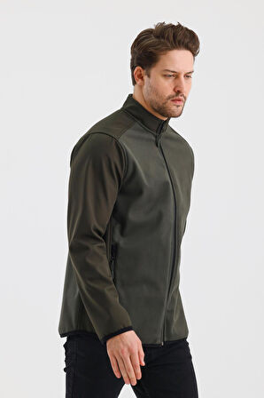 ALEXANDERGARDI DİK YAKA FERMUARLI ASTARSIZ İÇİ POLAR SU İTİCİ SOFTSHELL KUMAŞ MONT (E24-MNT-02)