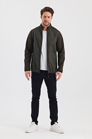 ALEXANDERGARDI DİK YAKA FERMUARLI ASTARSIZ İÇİ POLAR SU İTİCİ SOFTSHELL KUMAŞ MONT (E24-MNT-02)