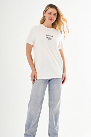 ALEXANDERGARDI Önü Baskılı Bisiklet Yaka T-shirt