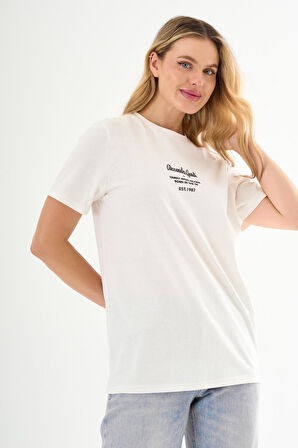 ALEXANDERGARDI Önü Baskılı Bisiklet Yaka T-shirt