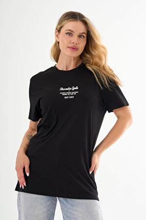 ALEXANDERGARDI Önü Baskılı Bisiklet Yaka T-shirt