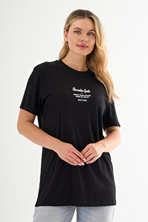 ALEXANDERGARDI Önü Baskılı Bisiklet Yaka T-shirt