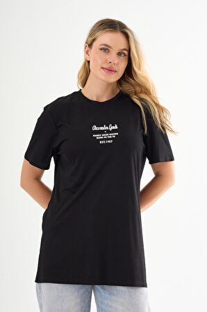 ALEXANDERGARDI Önü Baskılı Bisiklet Yaka T-shirt