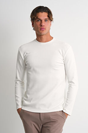 ALEXANDERGARDI Bisiklet Yaka Dar Kesim Uzun Kollu Erkek T-shirt