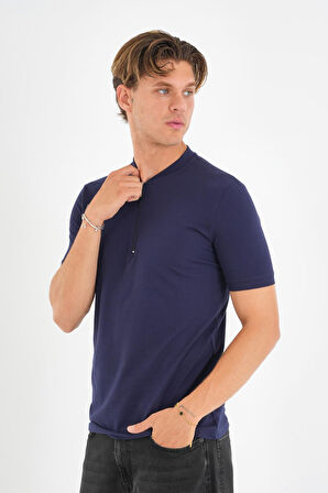 ALEXANDERGARDI Fermuarlı Yaka Detaylı Erkek T-shirt