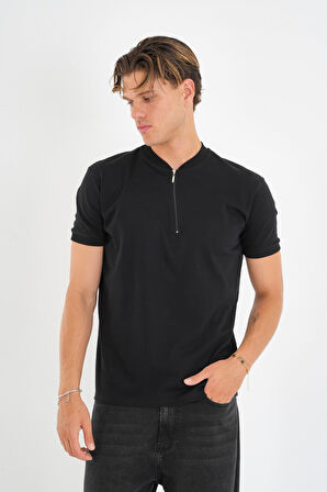 ALEXANDERGARDI Fermuarlı Yaka Detaylı Erkek T-shirt