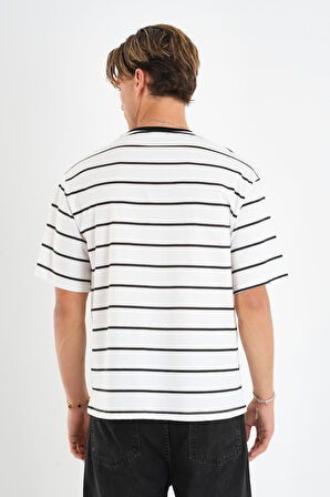 ALEXANDERGARDI Cep Detaylı Bisiklet Yaka Çizgili T-shirt