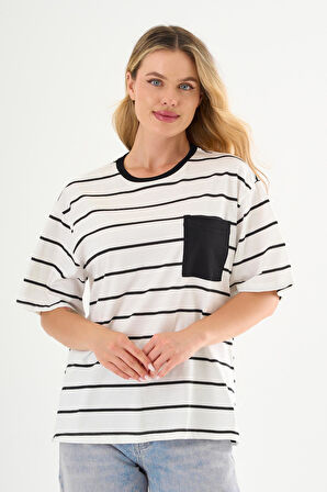 ALEXANDERGARDI Cep Detaylı Çizgili T-shirt