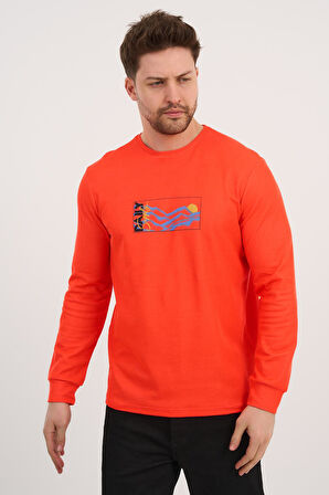 ALEXANDERGARDI Bisiklet Yaka Baskılı Uzun Kollu Sweatshirt (E25-724A)
