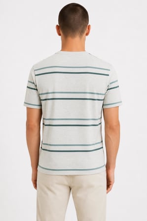 Çizgili Bisiklet Yaka T-shirt
