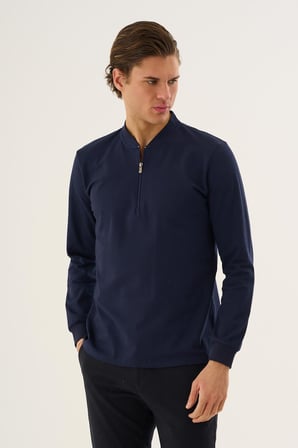Hakim Yaka Yarım Fermuarlı Erkek Sweatshirt