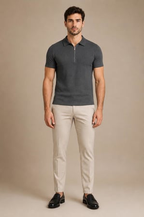 Polo Yaka Fermuarlı T-shirt