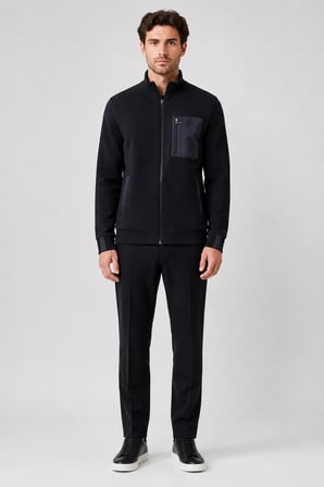 Cep Detaylı Fermuarlı Dik Yaka Sweatshirt