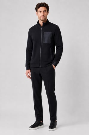 Cep Detaylı Fermuarlı Dik Yaka Sweatshirt