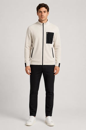 Cep Detaylı Fermuarlı Dik Yaka Sweatshirt