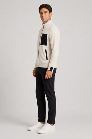 Cep Detaylı Fermuarlı Dik Yaka Sweatshirt