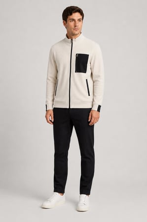 Cep Detaylı Fermuarlı Dik Yaka Sweatshirt