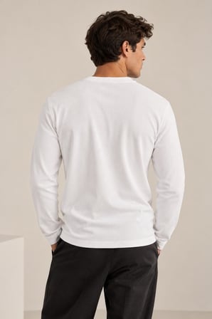 Bisiklet Yaka İnce Fitilli Basic Sweatshirt