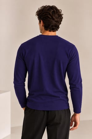 Bisiklet Yaka İnce Fitilli Basic Sweatshirt