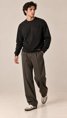 Bisiklet Yaka Cep Detaylı Sweatshirt