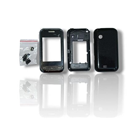 Samsung E2652 Kasa Samsung Galaxy E2652 Uyumlu Siyah Renk Orta Kasa Ön Arka Kapak Tuş Takımı 