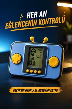 Delux Serisi Hediye Nostalji Aile GC-010 Mavi El Atarisi Tetris Gameboy Joystick