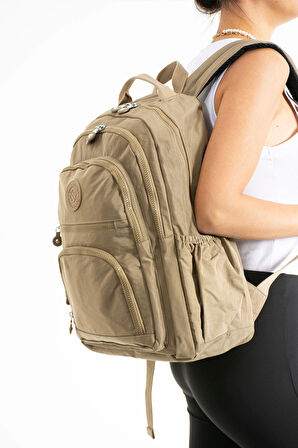  Sanmorris Unisex Suya Dayanıklı Krinkıl Kumaş Çok Gözlü Orta Boy Laptop Okul ve Sırt Çantası