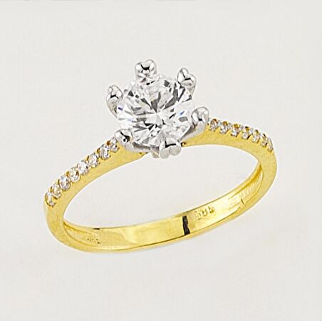 14 Ayar Altın Tektaş Yüzük E36