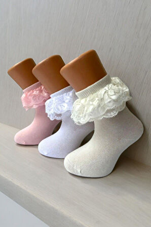 6 Çift Burun Dikişsiz Fırfırlı Kız Çocuk Çorabı