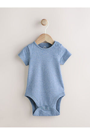 Next Baby %100 Pamuklu Mavi Beyaz Çizgili Gemi Desenli Kısa Kollu Salopet Body Zıbın Set