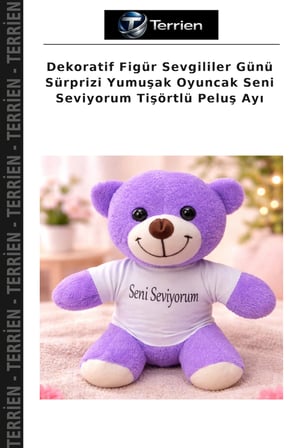 Dekoratif Figür Sevgililer Günü Sürprizi Yumuşak Oyuncak Seni Seviyorum Tişörtlü Peluş Ayı