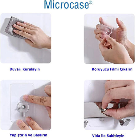 Microcase Güçlü Plastik  Yapışkanlı  10mm Hanger Vidalı Eşya Ürün  Raf Tutucu  Askılık 2 Adet -Şeffaf AL4265