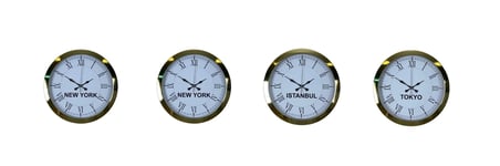 Gold Prestige 4’lü Metal 36 cm Dünya Duvar Saatleri iegxx