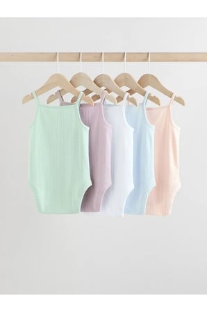 % 100 Pamuklu Pastel Neon Renkler İp Askılı 5'li Body Zıbın Set