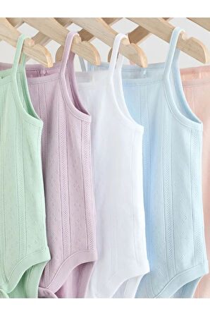 % 100 Pamuklu Pastel Neon Renkler İp Askılı 5'li Body Zıbın Set