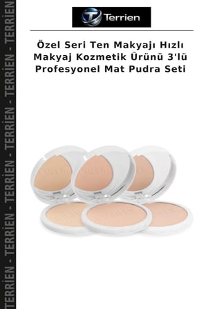 Özel Seri Ten Makyajı Hızlı Makyaj Kozmetik Ürünü 3'lü Profesyonel Mat Pudra Seti