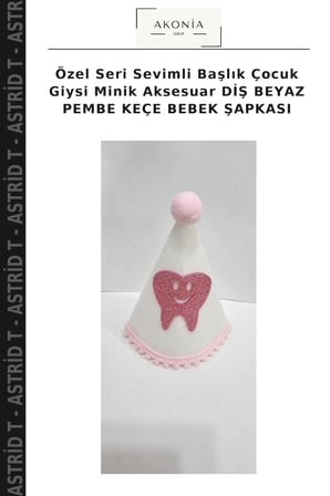 Özel Seri Sevimli Başlık Çocuk Giysi Minik Aksesuar DİŞ BEYAZ PEMBE KEÇE BEBEK ŞAPKASI