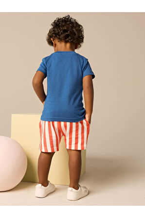 Next Baby Pamuklu Mavi Deniz Temalı Kısa Kollu Thsirt Şort Alt Üst Takım