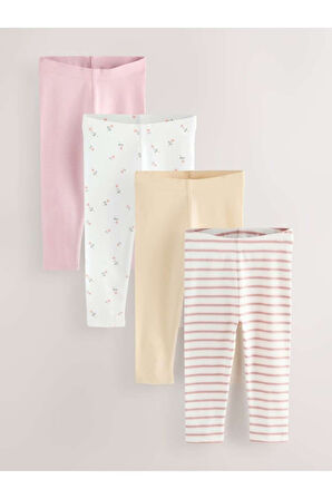 Next Baby Pamuklu Pembe Tavşan Desenli Uzun Kollu Taytlı 4'lü Alt Üst Takım