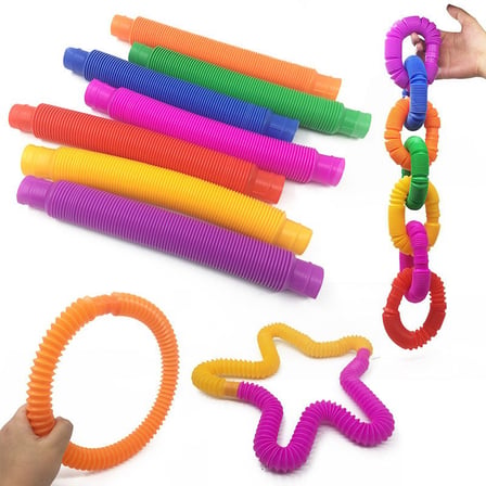 Özel Üretim Boru Oyuncak - 6'lı Set - Rengarenk - Plastik Aktivite Gereci Keyifli Oyun