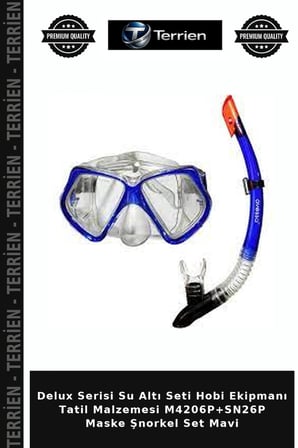 Delux Serisi Su Altı Seti Hobi Ekipmanı Tatil Malzemesi M4206P+SN26P Maske Şnorkel Set Mavi