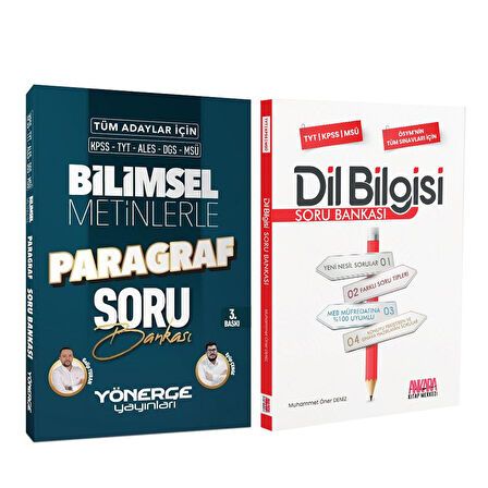 Yönerge KPSS TYT ALES DGS Bilimsel Metinlerle Paragraf ve AKM Dil Bilgisi Soru Bankası Seti 2 Kitap